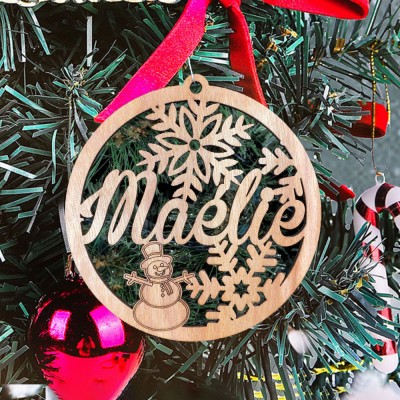 Personalised Wooden Name Snowflakes Christmas Tree Ornament