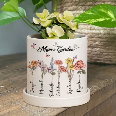 Personalised Nana's Garden Outdoor Birth Month Flower Plant Pots Custom Gift For Mum Grandma Mother's Day Gift