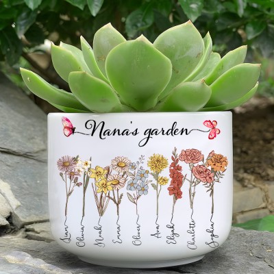Personalised Mimi Garden Birth Flower Outdoor Plant Pot Mother's Day Gift Ideas Gift for Mum Grandma
