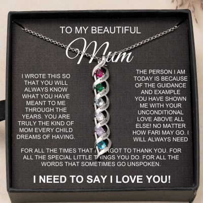 Personalised To My Mum Names Birthstones Necklace Love Anniversary Birthday Gift Ideas For Grandma Mum New Mum Her