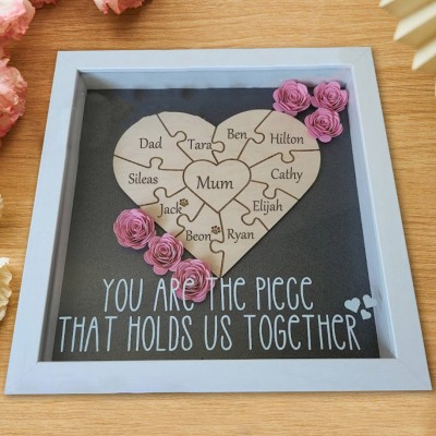 Custom Handmade Mum Heart Shape Puzzle Pieces Name Sign Gift For Mum Grandma Mother's Day Gift