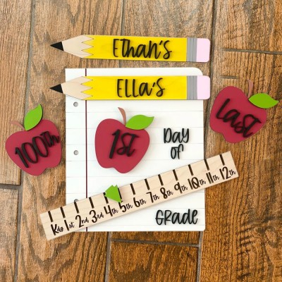 Personalised Interchangeable Back to School Sign Prop First/100th/Last Day of School Sign for Kids