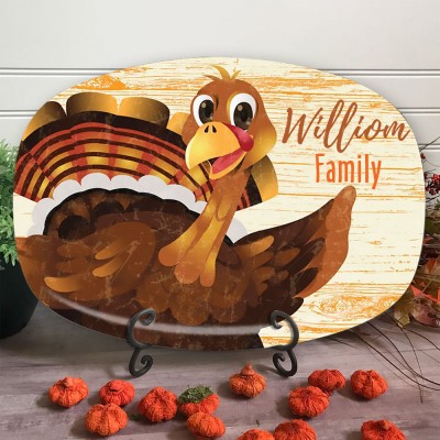 Personalised Blessed Family Thanksgiving Turkey Platter