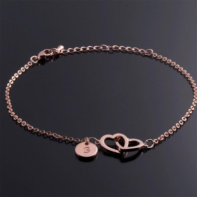 Personalised Double Hearts Anklet