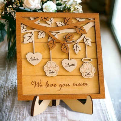 Personalised Handmade Wooden Family Tree Sign Keepsake Gift Ideas For Mum Nana Mother's Day Gift