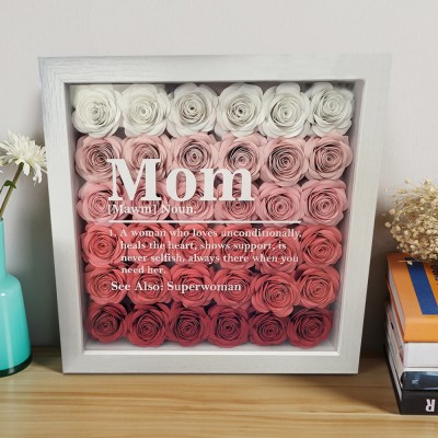 Personalised Mum Noun Definition Paper Flower Shadow Box Gift for Mum