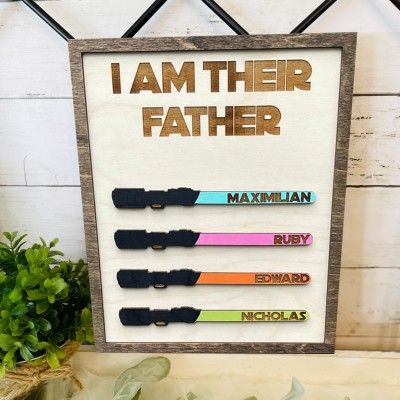 I Am Their Father Personalised Wooden Plaques Funny Gift for Dad Grandpa Father's Day Gift Ideas