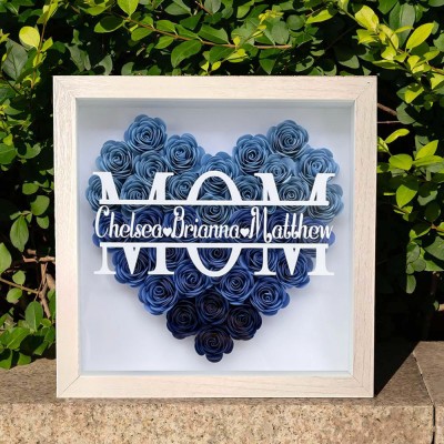 Personalised Heart Shape Mum Flower Shadow Box Mother's Day Gift Lovely Keepsake