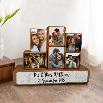 Personalised Memorial Stacking Photo Blocks Set Anniversary Gifts For Couples Wife Husband Her Him