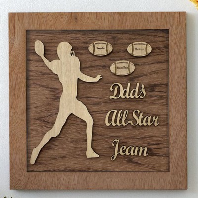 Handmade Father's Day Gift Personalised Football Plaque With 1-10 Names Engraved