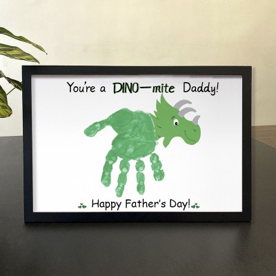 Personalised DIY Dinosaur Dad Handprint Art Framed Father's Day Gift