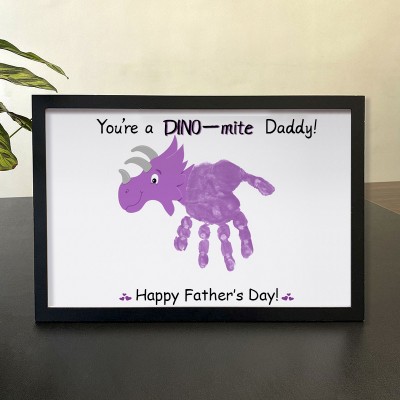 Personalised DIY Dinosaur Dad Handprint Art Framed Father's Day Gift