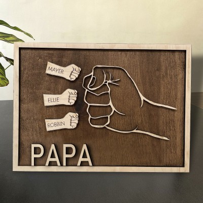 Personalised Fist Bump Engraved Framed Father's Day Gift