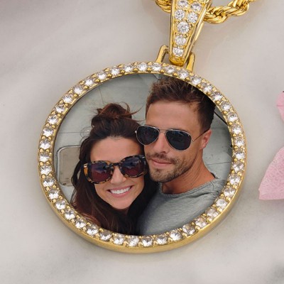 Personalised Photo Medallions Memory Necklace Pendant with Chain Leaves Shape Gift for Husband and Boyfriend