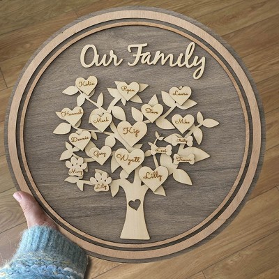 Personalised Family Tree Wall Art with 1-30 Grandkids Names Christmas Gifts