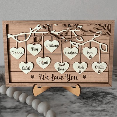 Christmas Gift Personalised Family Tree Sign We Love You Gift for Mum Grandma