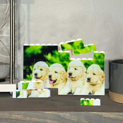 Personalised Building Bricks Pet Portrait Photo Block Gifts For Pet Lover Her