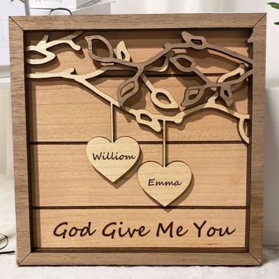 Personalised Family Tree Couples Wooden Sign Name Engravings Anniversary Christmas Gifts