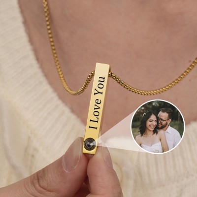 Personalised Engraving Bar Photo Projection Necklace For Men Women Love Anniversary Gifts Ideas For Wife Husband Her Him