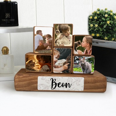 Personalised Memorial Wooden Stacking Photo Blocks Set Birthday Gifts For Pet Lovers Her