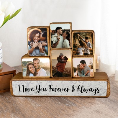 Personalised Wooden Stacking Photo Blocks Set Memorial Anniversary Gifts for Couples Wife Husband Her