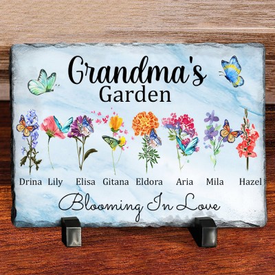 Personalised Mum's Garden Birth Month Flower Plaque with Kids Names Gifts for Mum Grandma Christmas Gifts