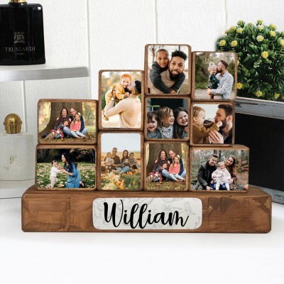 Personalised Family Wooden Stacking Photo Blocks Set Memorial Gift Ideas For Grandma Mum Her Him