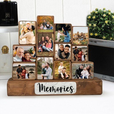 Personalised Wooden Photo Stacking Blocks Set Family Keepsake Unique Gifts For Mum Dad Her Him