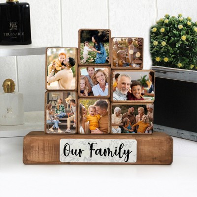 Personalised Wooden Photo Stacking Blocks Set Memorial Birthday Gifts For Her Him New Mum