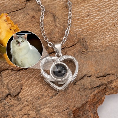 Personalised Heart Photo Projection Necklace Gift for Couples Anniversary