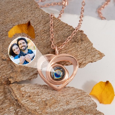 Personalised Heart Shaped Photo Necklace Couples Gift for Her