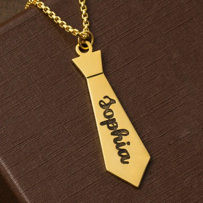 Personalised Tie Shaped Pendant Name Necklace