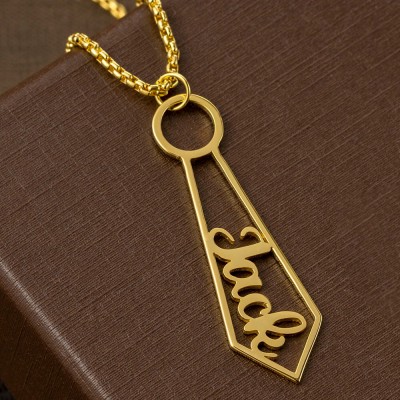 Personalised Tie Shaped Pendant Name Necklace 