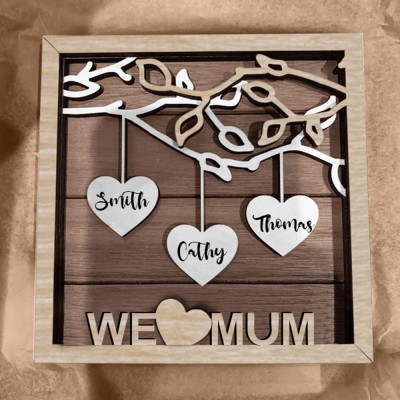 Personalised Family Tree Wood Sign with Name Engraved Home Wall Decor Gifts for Mum Christmas Gift