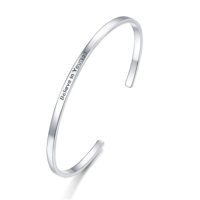 Personalised Open Engravable Thin Bracelet with Your Words