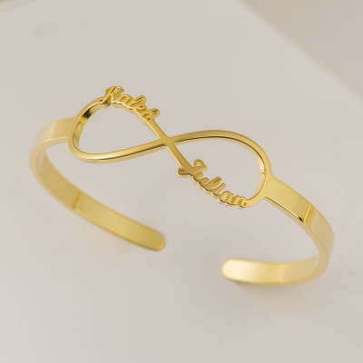 Personalised Infinity Name Bracelet Bangle With 1-6 Names