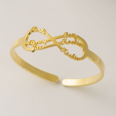 Personalised Infinity Name Bracelet Bangle With 1-6 Names