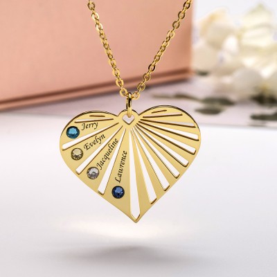 18K Gold Plating Personalised Necklace 1-8 Engravings and Birthstones Designs Engraved Birthstone Necklace