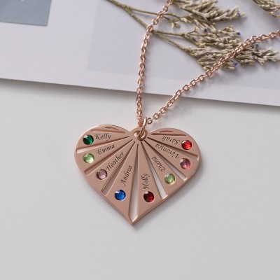 18K Rose Gold Plating Personalised Necklace 1-8 Engravings and Birthstones Designs Engraved Birthstone Necklace