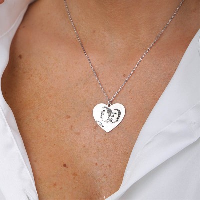 Heart Photo Engraved Tag Necklace