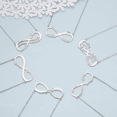 Personalised Infinity Name Necklace with 1-6 Names