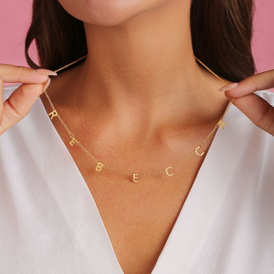 18K Gold Plating Personalised 1-10 Initials Necklace Name Necklace for Her