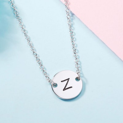 Personalised Engraved Coin Necklace Initial Necklace