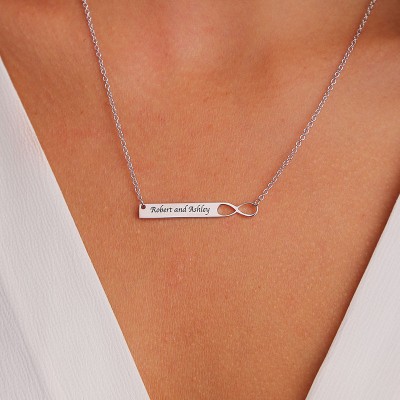 Personalised Infinity Bar Necklace With Engraving