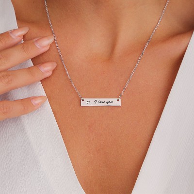 Personalised Diamond Engraved Bar Necklace