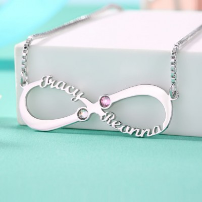 Personalised Infinity Name Necklace With Birthstones