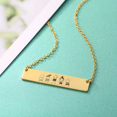 Personalise Actual Handwriting Necklace | Drawing Bar Necklace