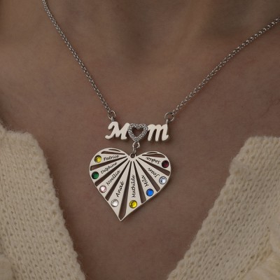 Personalised Heart Shaped Mum Pendant Necklace Gift for Mum Grandma Wife