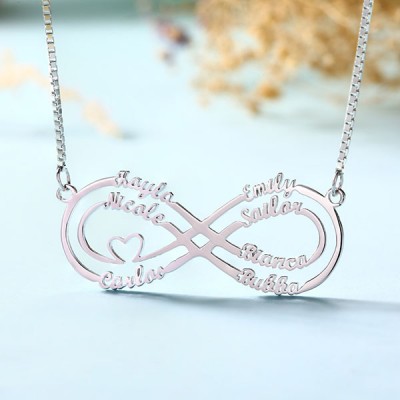 Personalised Infinity Name Necklace with 1-8 Names