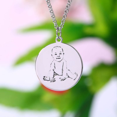 Engraved Baby Photo Necklace